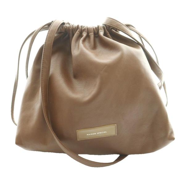 メゾンスペシャル MAISON SPECIAL ショルダーバッグ 巾着 レザー 茶 ブラウン /SS...