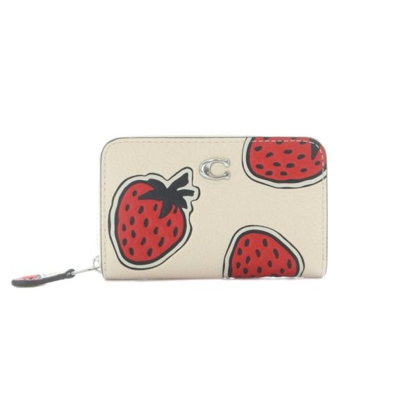 コーチ スモール ジップ アラウンド カードケース フラグメントケース ストロベリー プリント いち...
