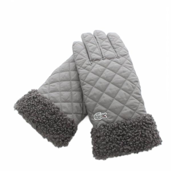 ラコステ LACOSTE 手袋 キルティング ロゴ グレー /AN5 レディース