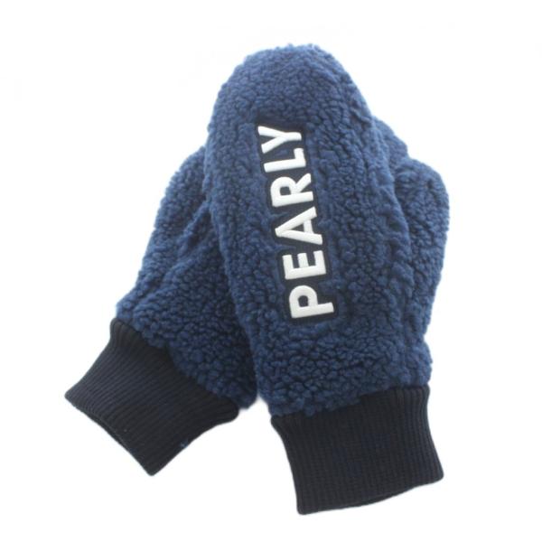 パーリーゲイツ PEARLY GATES ゴルフグローブ 手袋 ボア ロゴ 紺 ネイビー /AN6 ...