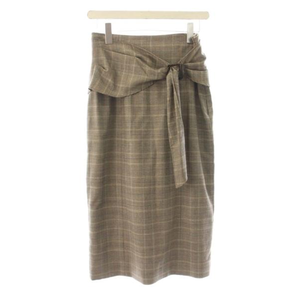 ジャスグリッティー JUSGLITTY 2 ベージュ ウール スカート ひざ丈 チェック柄 /JP ...