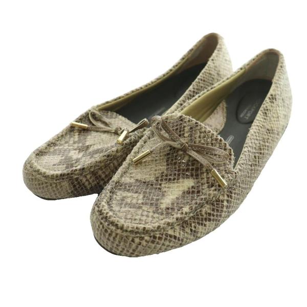 ロックポート ROCKPORT ローファー モカシン パイソン柄 US7.5 24.5cm ベージュ...