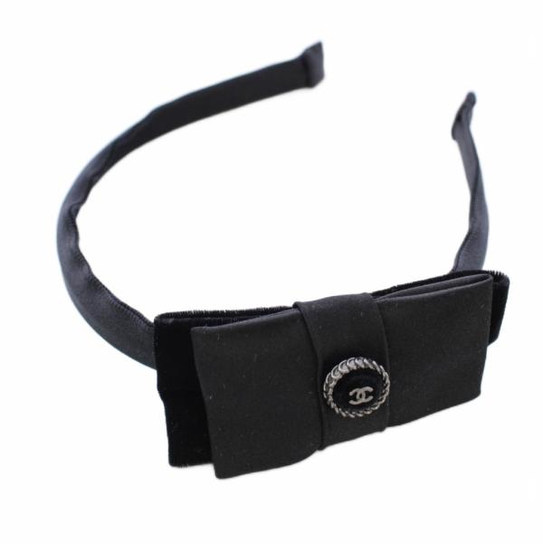 シャネル CHANEL カチューシャ リボン ベルベット ブラック /TK ■OH レディース