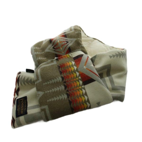 ペンドルトン PENDLETON × タイオン TAION マフラー 総柄 ダウン グレー オレンジ...