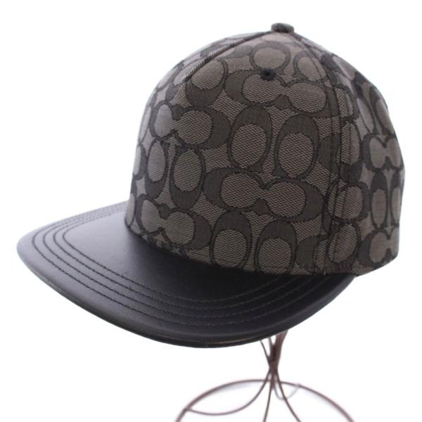 コーチ COACH シグネチャー ジャカード フラット ブリム ハット キャップ 帽子 総柄 M-L...