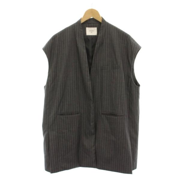 アメリヴィンテージ Ameri VINTAGE 24SS ベスト M グレー ストライプ柄 Vネック...