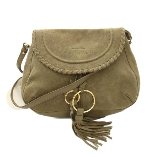 シーバイクロエ SEE BY CHLOE ショルダーバッグ スエード カーキ 編み込み装飾 リング飾...