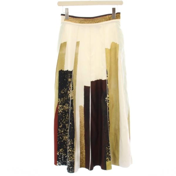 アメリヴィンテージ FUDE ART SKIRT フレアスカート マキシ ロング 総柄 M 白 ホワ...