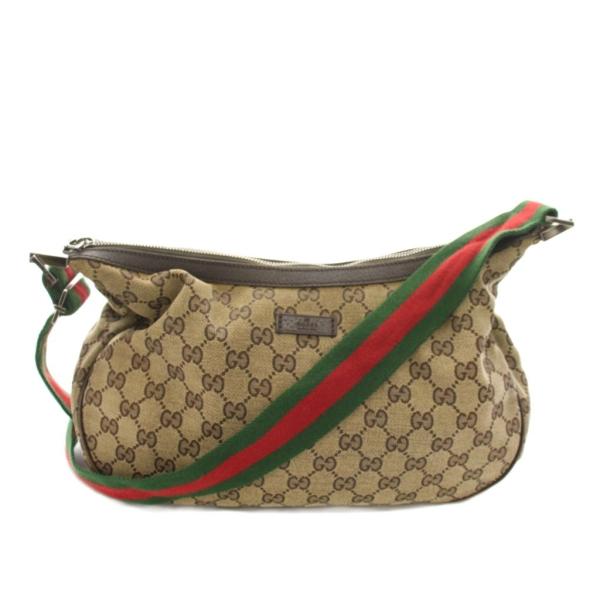 グッチ GUCCI ショルダーバッグ GGキャンバス シェリーライン 茶 ブラウン 122790 /...