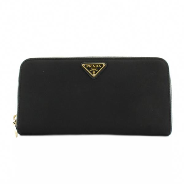 プラダ PRADA トライアングルロゴ 三角プレート 長財布 ラウンドジップ 小銭入れ ナイロン 黒...