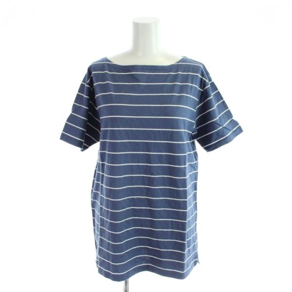 マーガレットハウエル MARGARET HOWELL Tシャツ M 青 ブルー ボーダー柄 半袖 ボ...