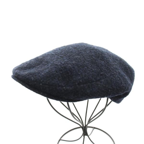 ボルサリーノ Borsalino ハンチング 帽子 アルパカ ウール混 M 58cm 紺 ネイビー ...