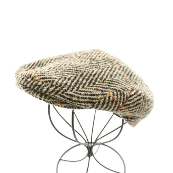 ボルサリーノ Borsalino ハンチング ヘリンボーン 帽子 ウール S 56cm ベージュ /...