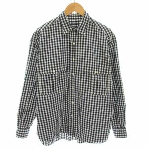 ポータークラシック Porter Classic ロールアップ Roll up ギンガムチェックシャツ 長袖 チェック柄 S 紺 ネイビー 白 ホワイト メンズ