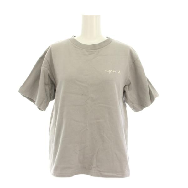 アニエスベー agnes b. Tシャツ カットソー 2 グレー 半袖 ラウンドネック ロゴ EAT...