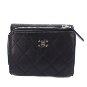 シャネル CHANEL クラシック ジップ ココマーク 三つ折り財布 レザー 黒 ブラック 20番代 /TK ■OH レディース