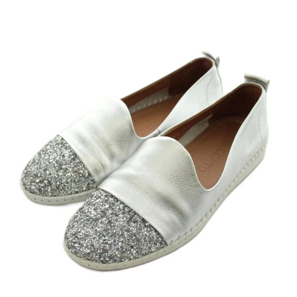 スタッカート STACCATO スリッポン シューズ グリッター 23.5cm シルバー色 /AN5...