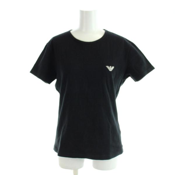 ジョルジオアルマーニ GIORGIO ARMANI Tシャツ L 黒 ブラック 半袖 ロゴ ラウンド...
