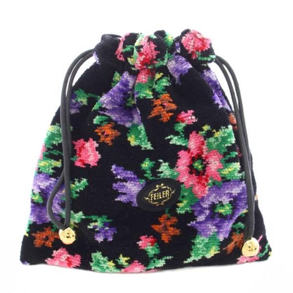 フェイラー FEILER POPPIES ポピー ポピーズ 巾着 花柄 シュニール織 黒 赤 /TK...