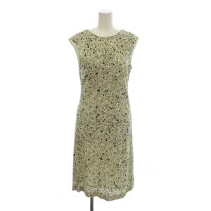 トリーバーチ TORY BURCH ワンピース XS 緑 グリーン 総柄 ひざ丈 ノースリーブ ラウンドネック /LP レディース