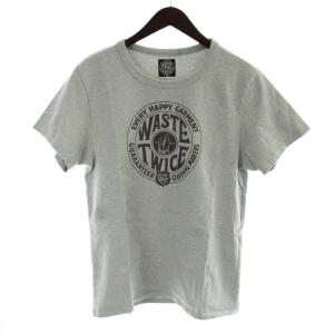 ウエストトゥワイス WASTE TWICE Tシャツ 3 グレー 半袖 ロゴプリント ラウンドネック /AP メンズ