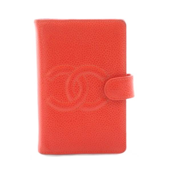 シャネル CHANEL ココマーク アジェンダ 手帳カバー キャビアスキン 文房具 赤 レッド /K...