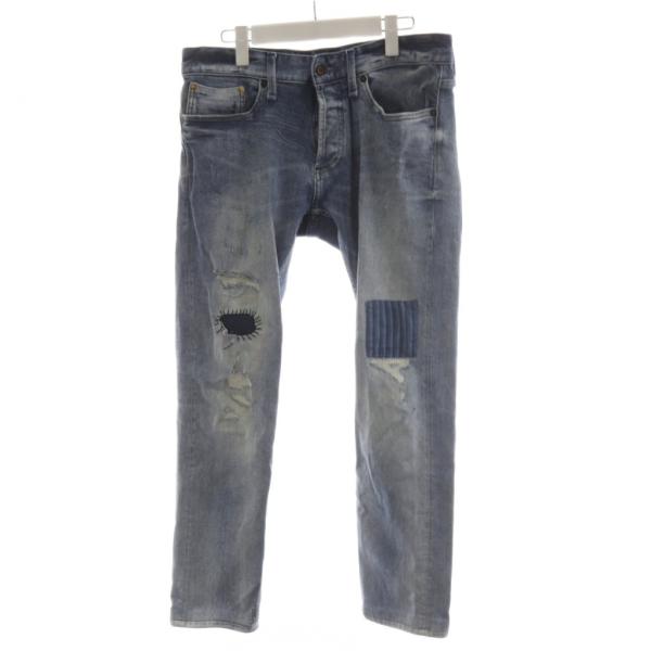 デンハム DENHAM デニムパンツ ジーンズ ジーパン Gパン ダメージ加工 ボタンフライ 32 ...