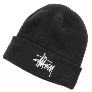 ステューシー STUSSY カフビーニーストック CUFF BEANIE STOCK ニット帽 ロゴ刺繍 黒 ブラック /HN メンズ