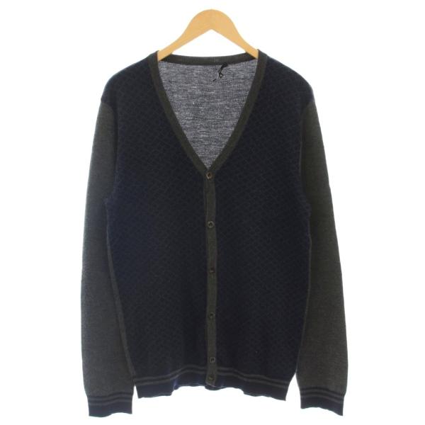 グッチ GUCCI カーディガン ニット ウール カシミヤ混 長袖 XL ネイビー グレー 2436...