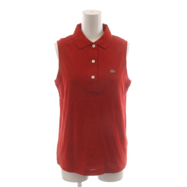 ラコステ LACOSTE ポロシャツ ノースリーブ 42 赤 レッド ロゴ /RR レディース