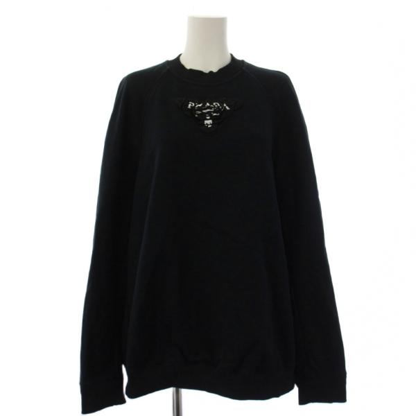 プラダ PRADA スウェット トレーナー 長袖 三角ロゴ S 黒 134627 S211 1YSE...