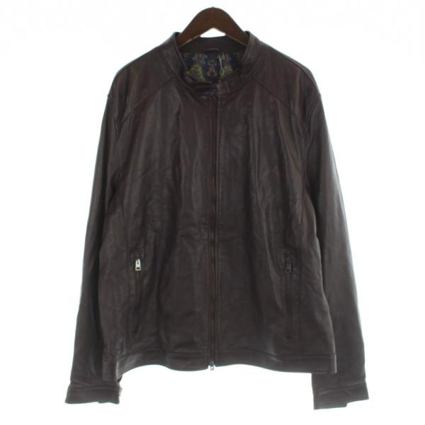 エトロ ETRO ライダースジャケット ジップアップ シープレザー XXXL 茶 212-1L924...