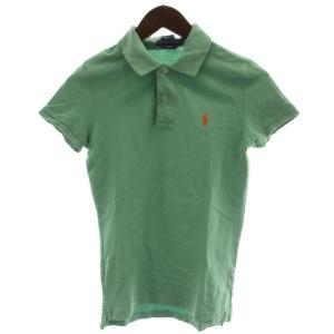 ラルフローレン RALPH LAUREN SKINNYT FIT ポロシャツ カットソー S/P 緑 グリーン ワンポイント 刺繍 半袖 /GG レディース