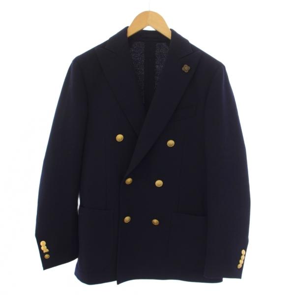 ラルディーニ LARDINI ブートニエール テーラードジャケット ダブル ウール 46 紺 JJ6...