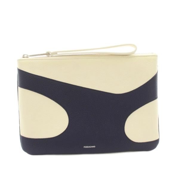 サルヴァトーレフェラガモ Salvatore Ferragamo カットアウトレザーポーチ クラッチ...