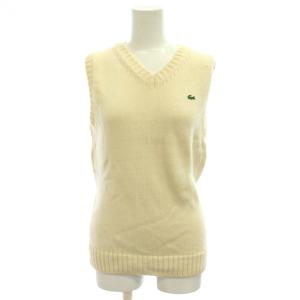 ラコステ LACOSTE ベスト ウール 42 アイボリー Vネック 無地 /JP59 レディース