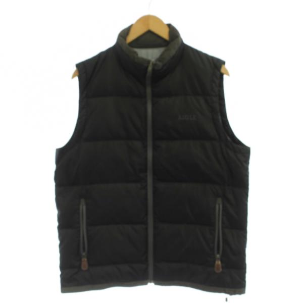 エーグル AIGLE ダウンベスト L 黒 ジップアップ /JP メンズ