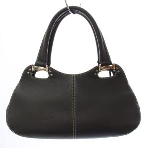 トッズ TODS ハンドバッグ レザー 黒 ブ...の詳細画像1