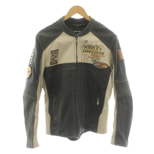 ハーレーダビッドソン HARLEY DAVIDSON ライダースジャケット シングル レザー ロゴ ...