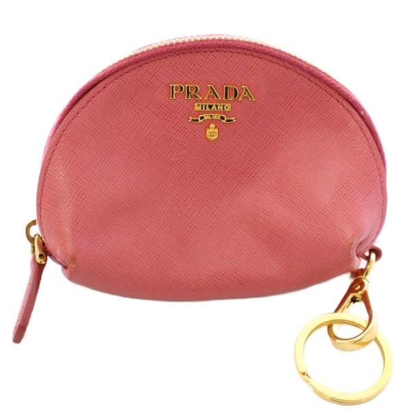 プラダ PRADA サフィアーノレザー キーリング付き コインケース ドーム型ミニポーチ 小銭入れ ...