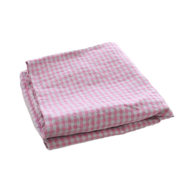 フォグリネンワーク fog linen work テーブルクロス 麻 リネン ピンク チェック柄 /...