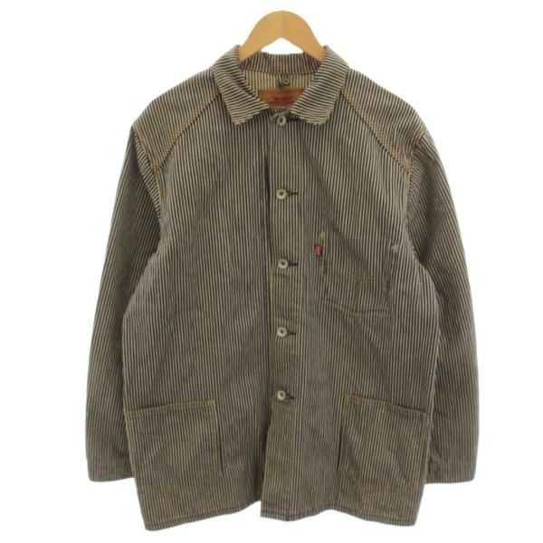 リーバイス Levi's ヒッコリーストライプ柄カバーオール デニムジャケット L 紺 ネイビー ベ...