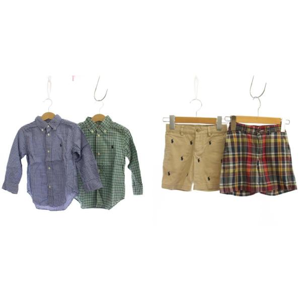 ラルフローレン RALPH LAUREN 長袖シャツ ショートパンツ 3T 青 緑 ベージュ 赤 チ...