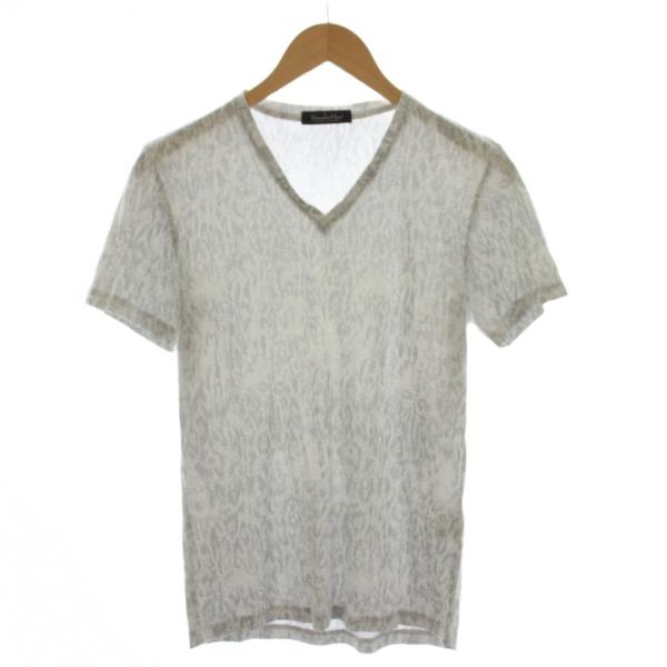 トルネードマート TORNADO MART Tシャツ M グレー 総柄 Vネック 光沢 半袖 /LP...