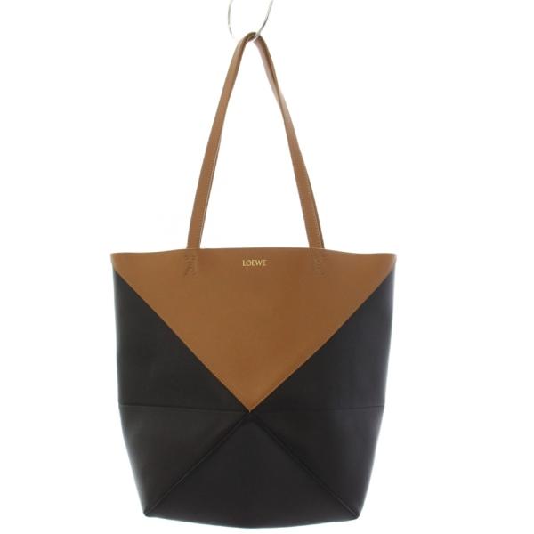ロエベ LOEWE パズルフォルド トートバッグ ミディアム レザー 黒 茶 /KH ■OH レディ...