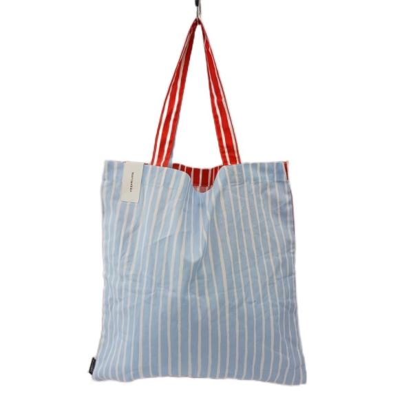 未使用品 マリメッコ marimekko トートバッグ ショルダーバッグ ストライプ柄 オレンジ 水...