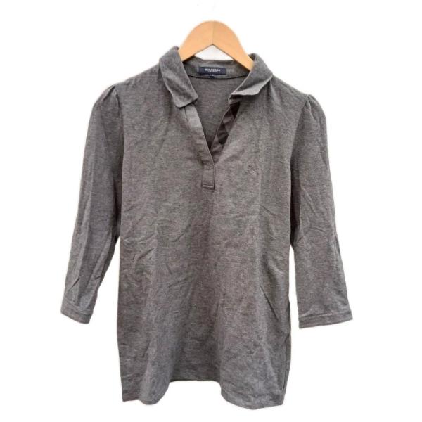 バーバリー ロンドン BURBERRY LONDON ポロシャツ 2 グレー Vネック 七分袖 /L...