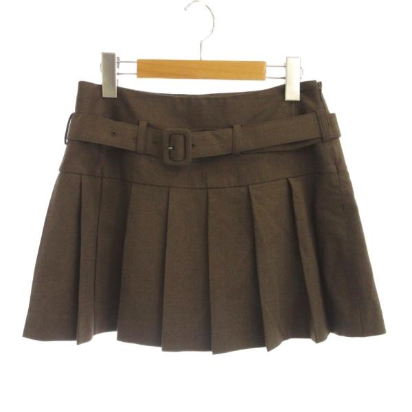 マウジー MOUSSY ミニスカート 1 茶 プリーツ ベルト付き /JP レディース
