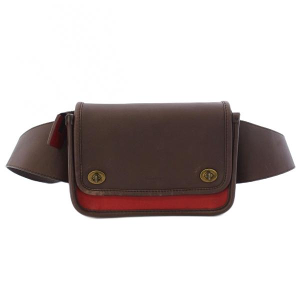 コーチ COACH ボディバッグ ウエストバック レザー 赤 レッド 茶 ブラウン 70989 /A...