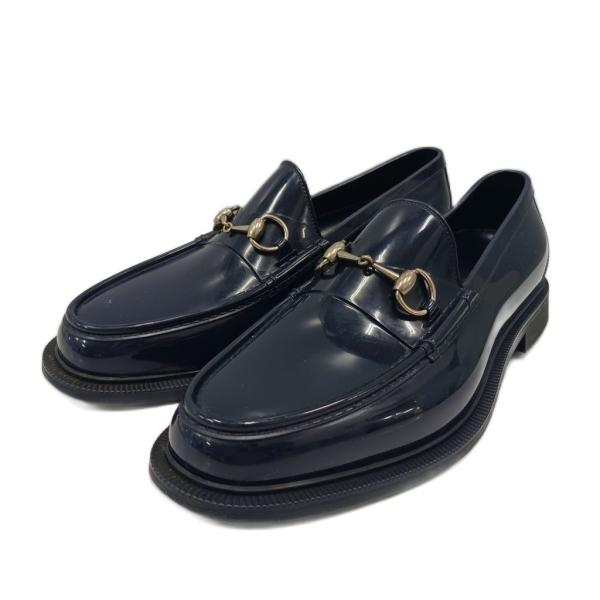 グッチ GUCCI ホースビット ローファー ラバー 10 紺 ネイビー /AN メンズ